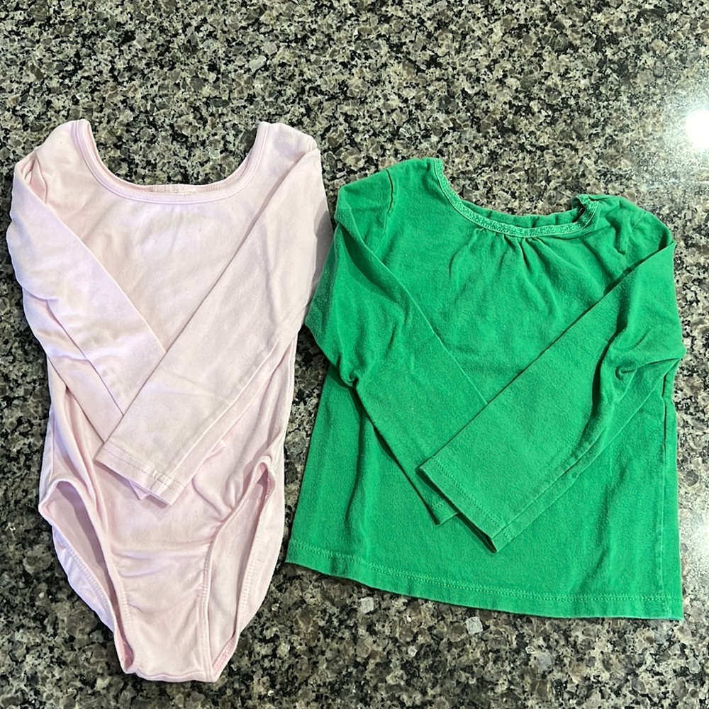Danskin Dance Bodysuit Sz 4T and Garanimals long sleeve shirt Sz 3T
